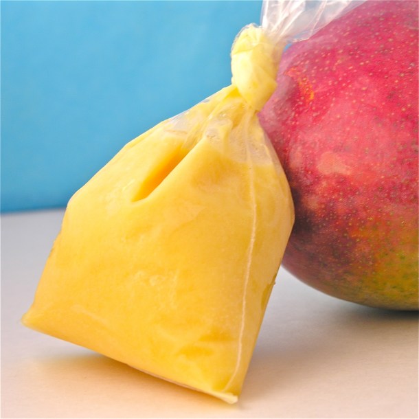 Mango icecream in a bag