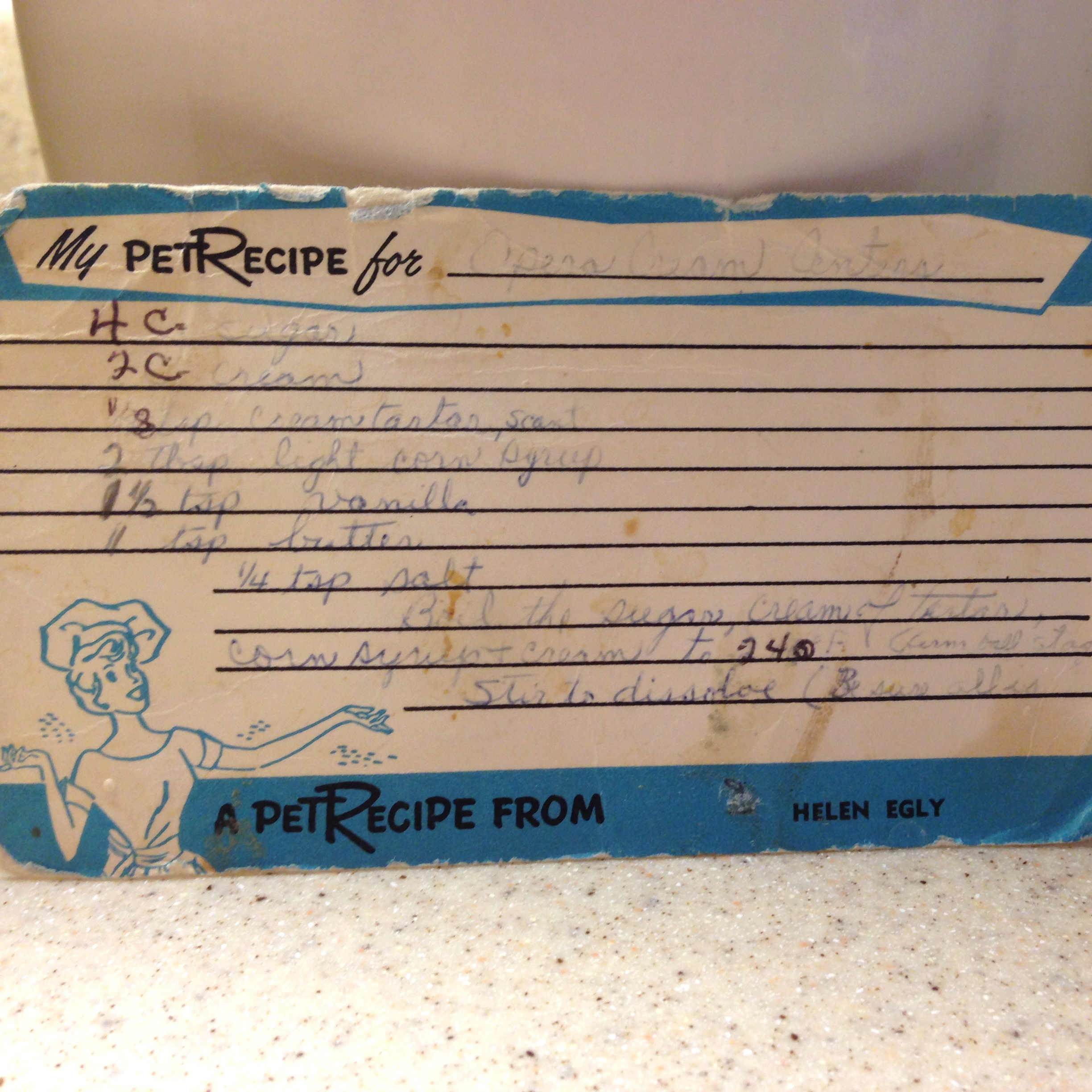 Gail's moms recipe card