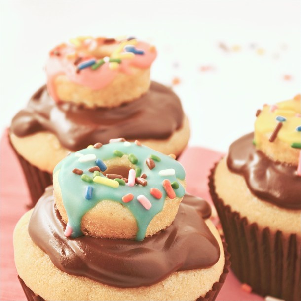 Cream filled doughnut cupcake