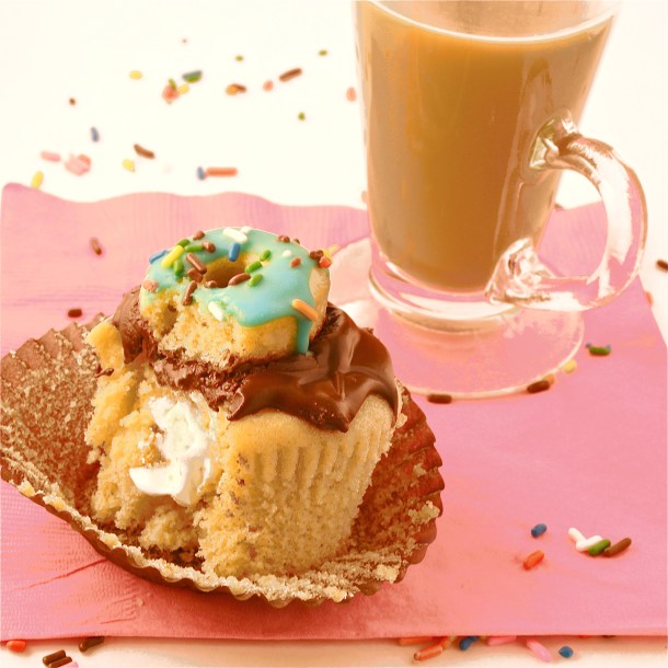 Creme-filled Doughnut Cupcakes!