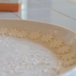 Set daisies on curved edge to harden