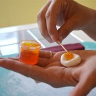 Add color gel to fondant