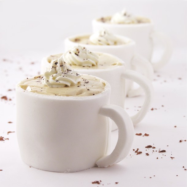 Mocha cupcakes in edible fondant mug