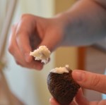 Spread buttercream over sides of mini cupcake