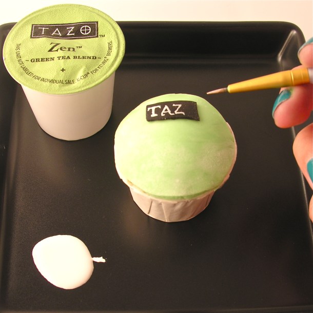 Paint cupcake with food color gels.