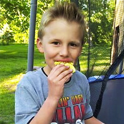 Enjoying his cookies-- thanks for the recipe idea Zeo!