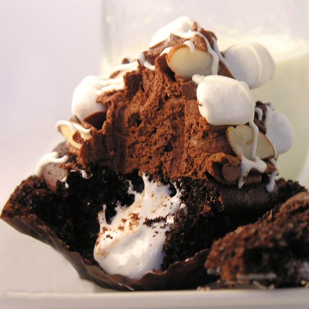 Rocky Road Cupcakes with marshmallow filling!!!!