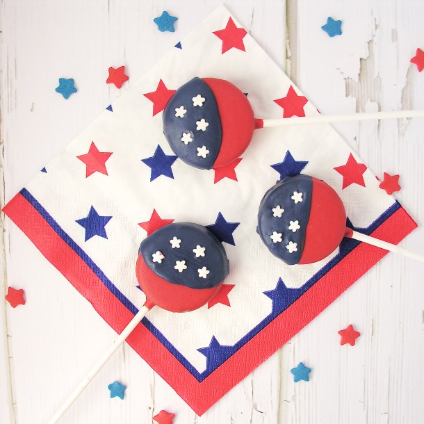 American Flag Oreo Pops!!!!!