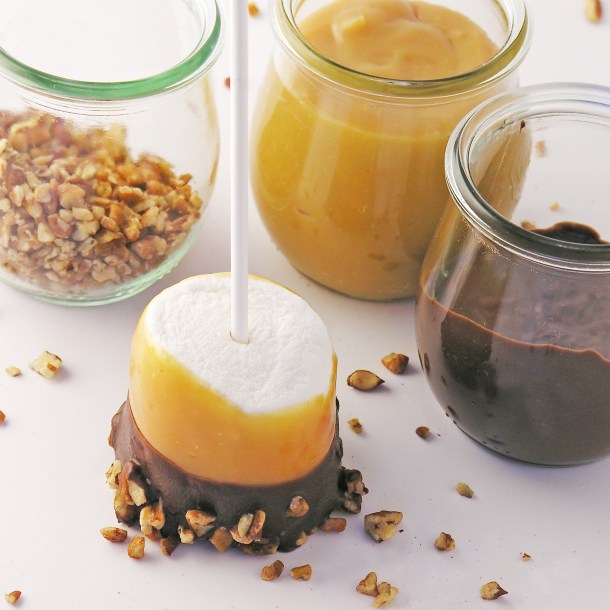 Caramel Pecan Dipped Marshmallows