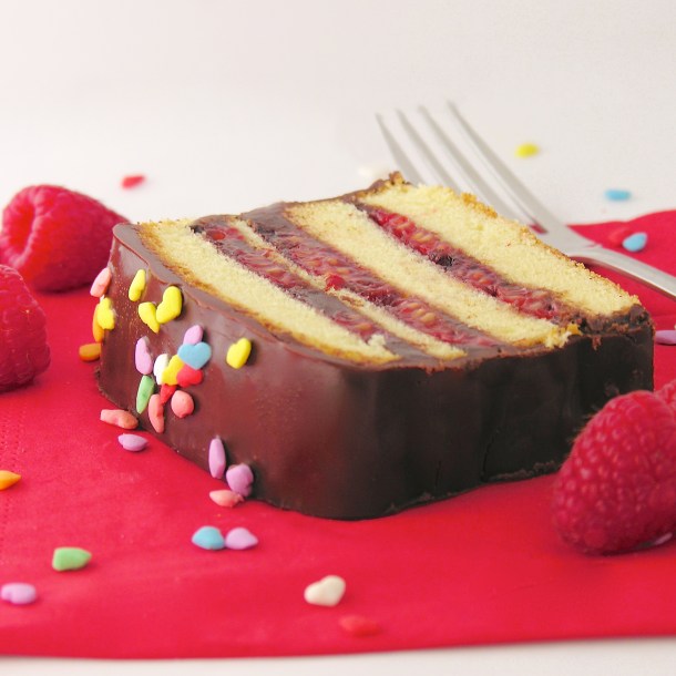 Raspberry Fudge Layer Cake